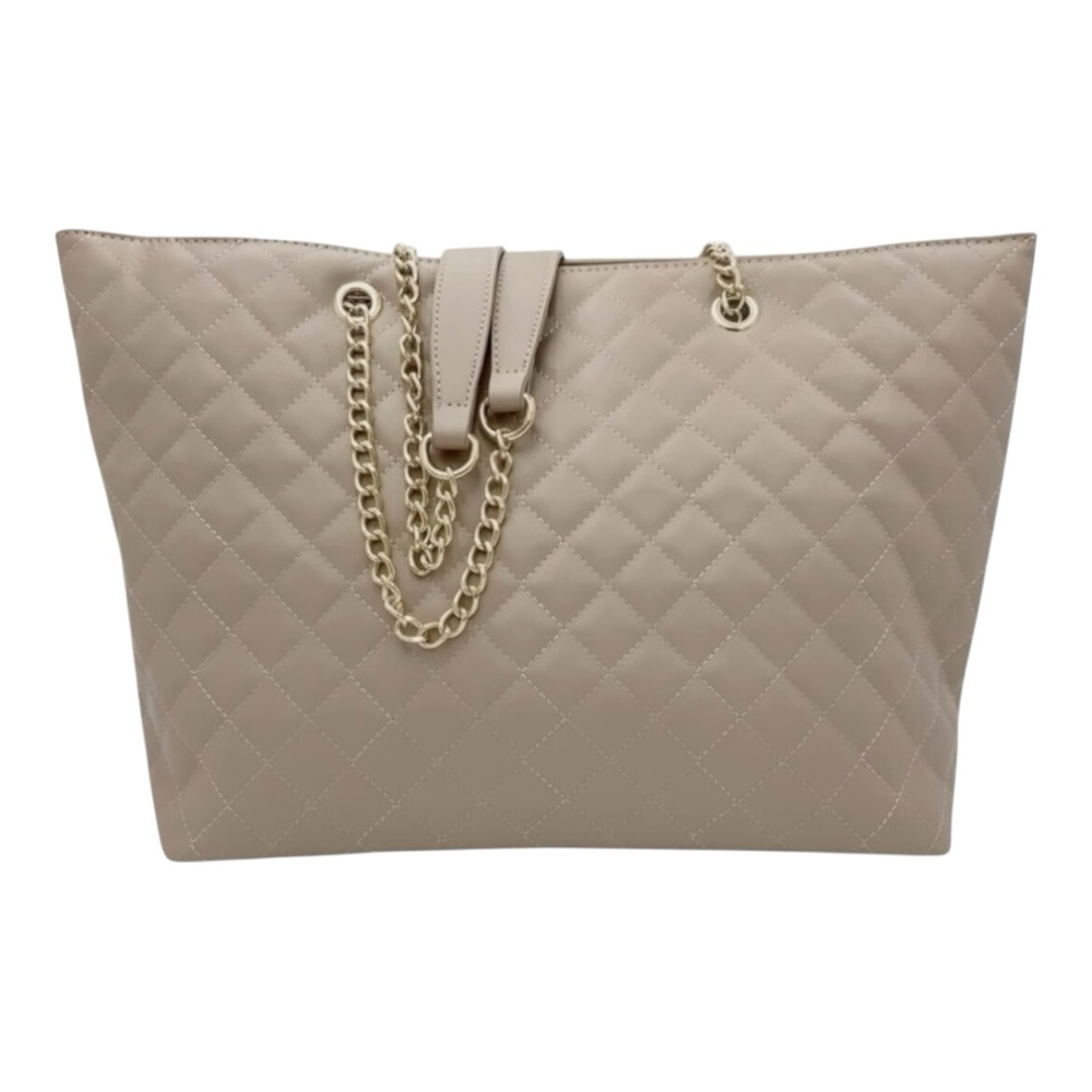 Badgley Mischka Large Quilted Tote with Chain Detail-Taupe NWT - Picture 4 of 5